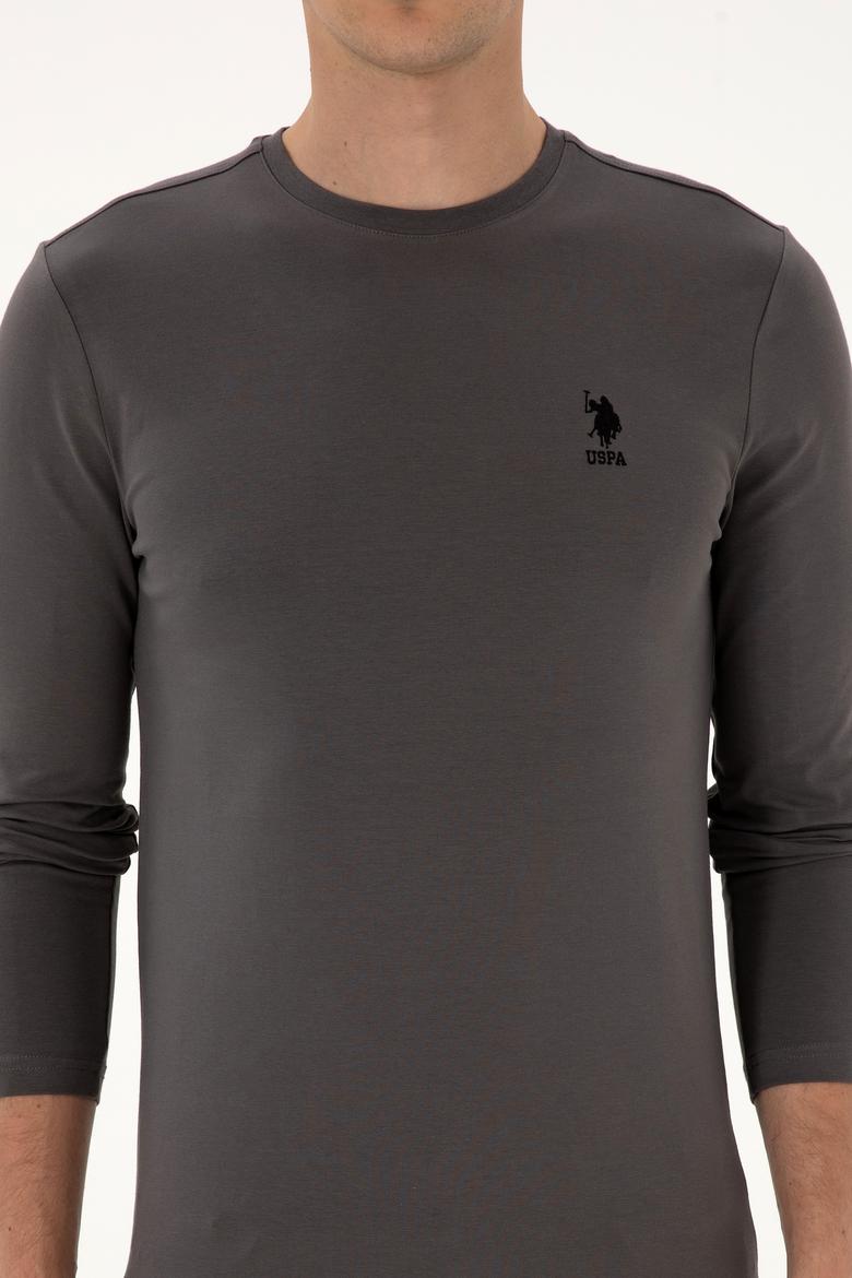 Erkek Slim Fit Bisiklet Yaka Gri Basic Sweatshirt - 50307762069