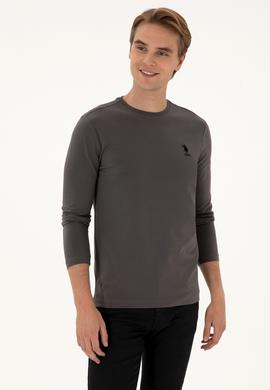 Erkek Slim Fit Bisiklet Yaka Gri Basic Sweatshirt - 50307762069