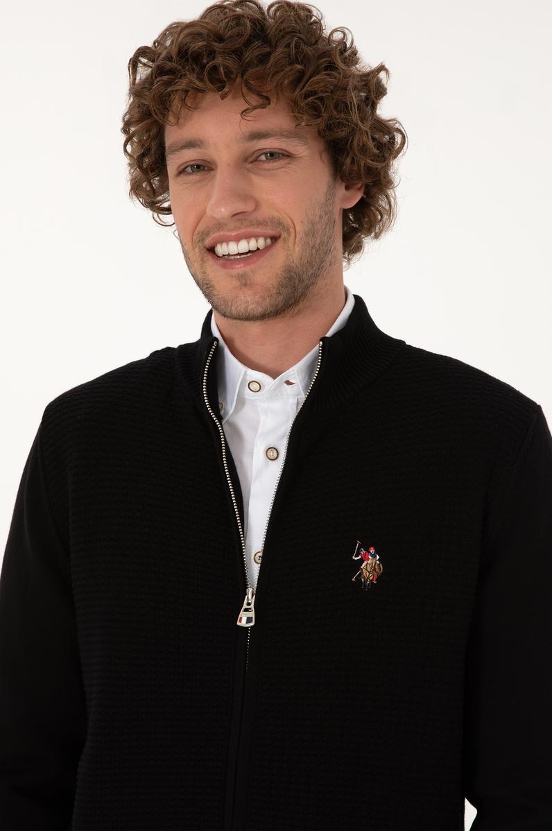 Erkek Siyah Basic Triko Hırka