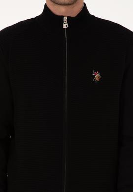 Erkek Siyah Basic Triko Hırka - 50307800044