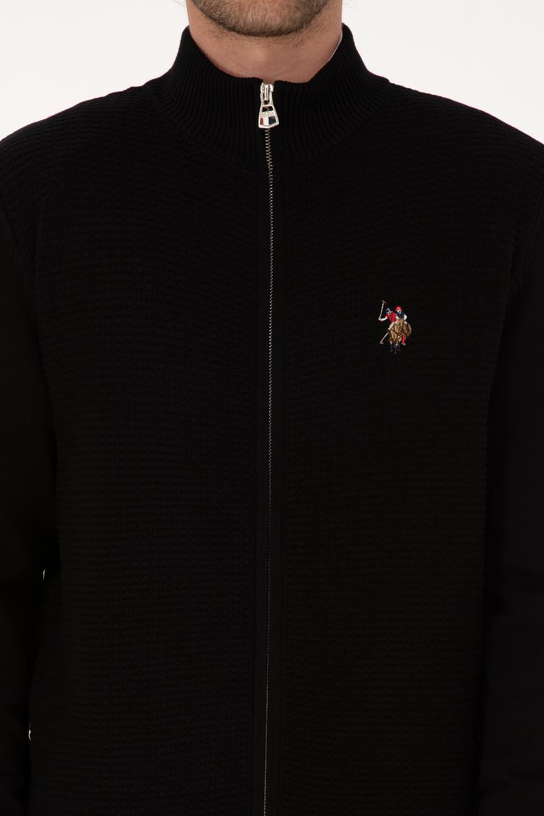 Erkek Siyah Basic Triko Hırka - 50307800044