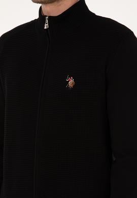 Erkek Siyah Basic Triko Hırka - 50307800044