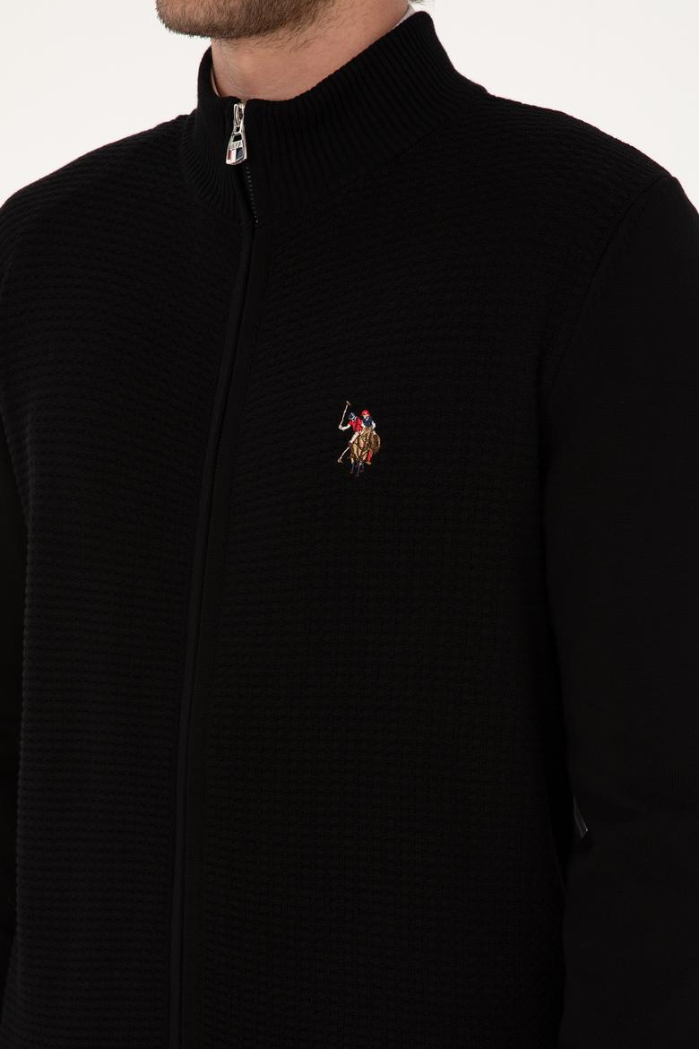 Erkek Siyah Basic Triko Hırka - 50307800044