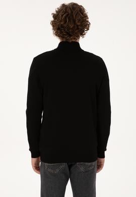 Erkek Siyah Basic Triko Hırka - 50307800044