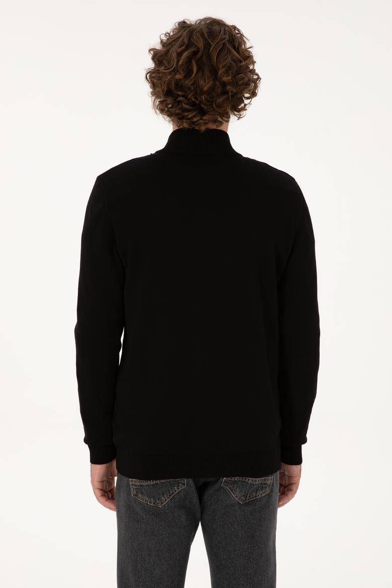 Erkek Siyah Basic Triko Hırka - 50307800044