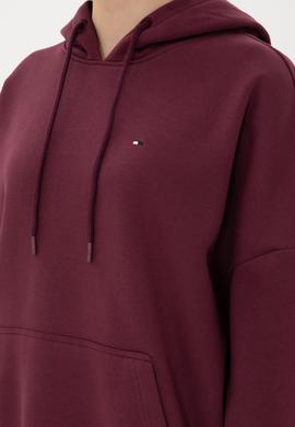 Kadın Bordo Şardonlu Kapüşonlu Sweatshırt - 50313567071