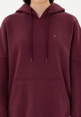 Kadın Bordo Şardonlu Kapüşonlu Sweatshırt - 50313567071