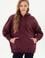 Kadın Bordo Şardonlu Kapüşonlu Sweatshırt