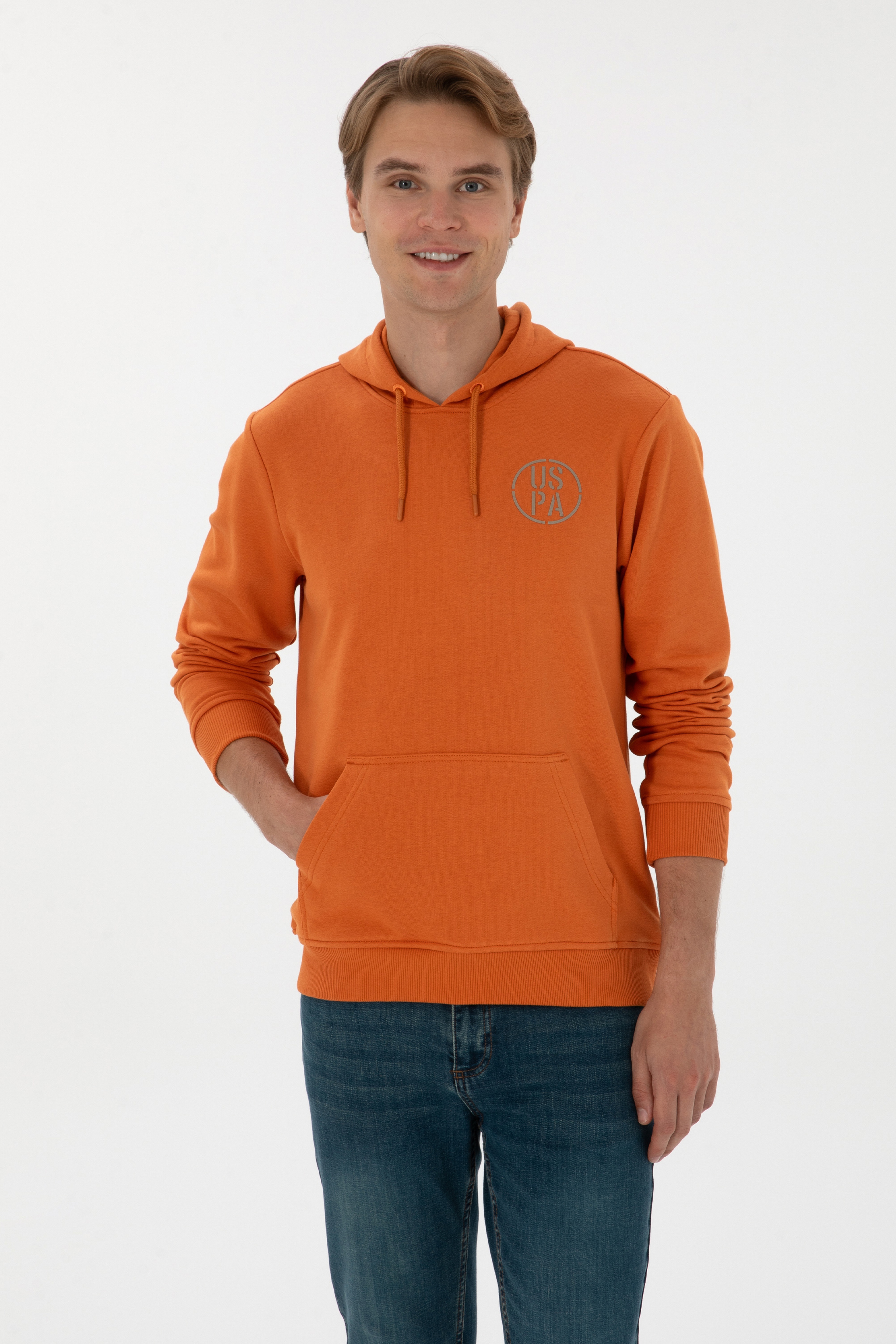 Erkek Regular Fit Kapüşonlu Bakır Sweatshirt - Image 1
