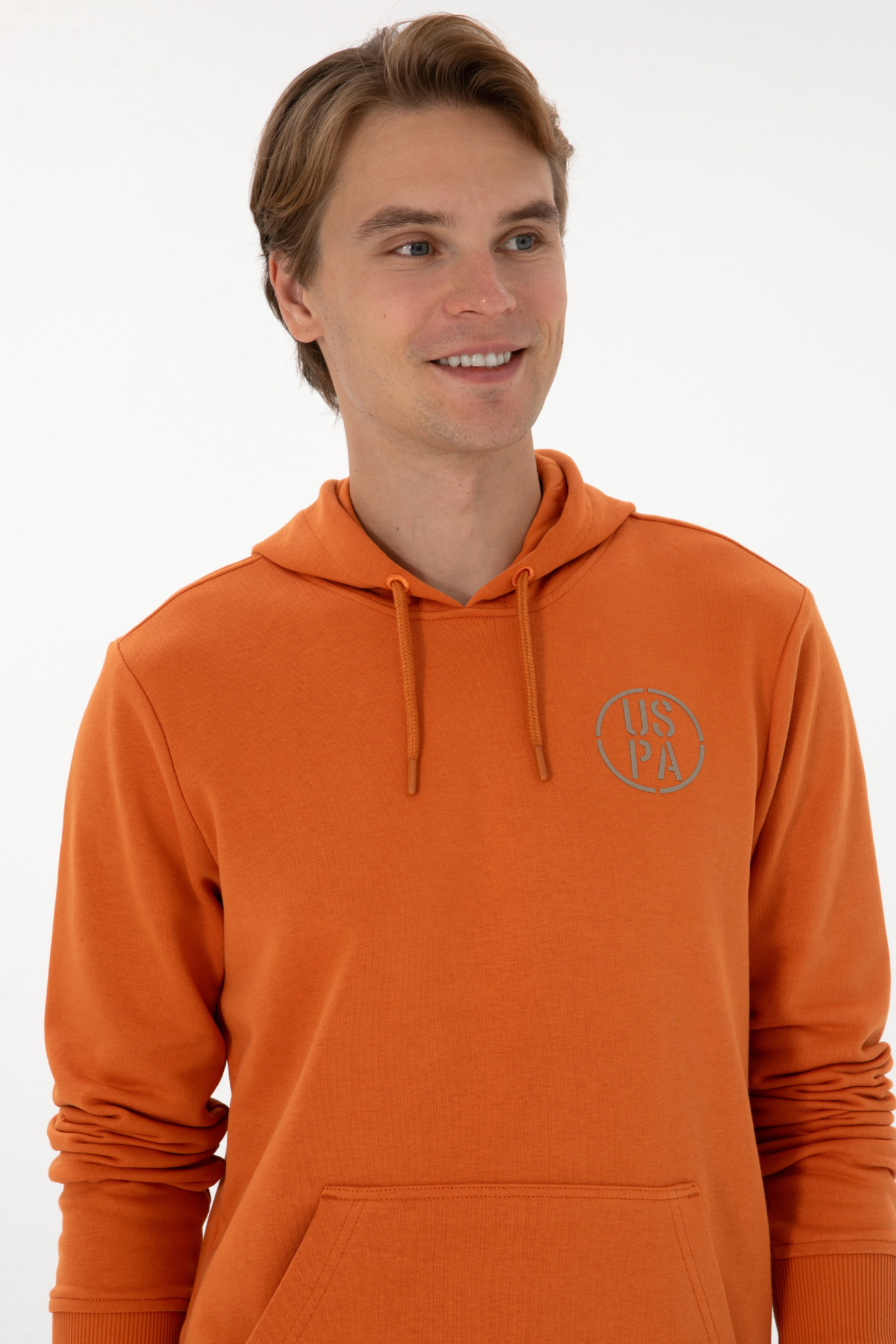 Erkek Regular Fit Kapüşonlu Bakır Sweatshirt - Image 2