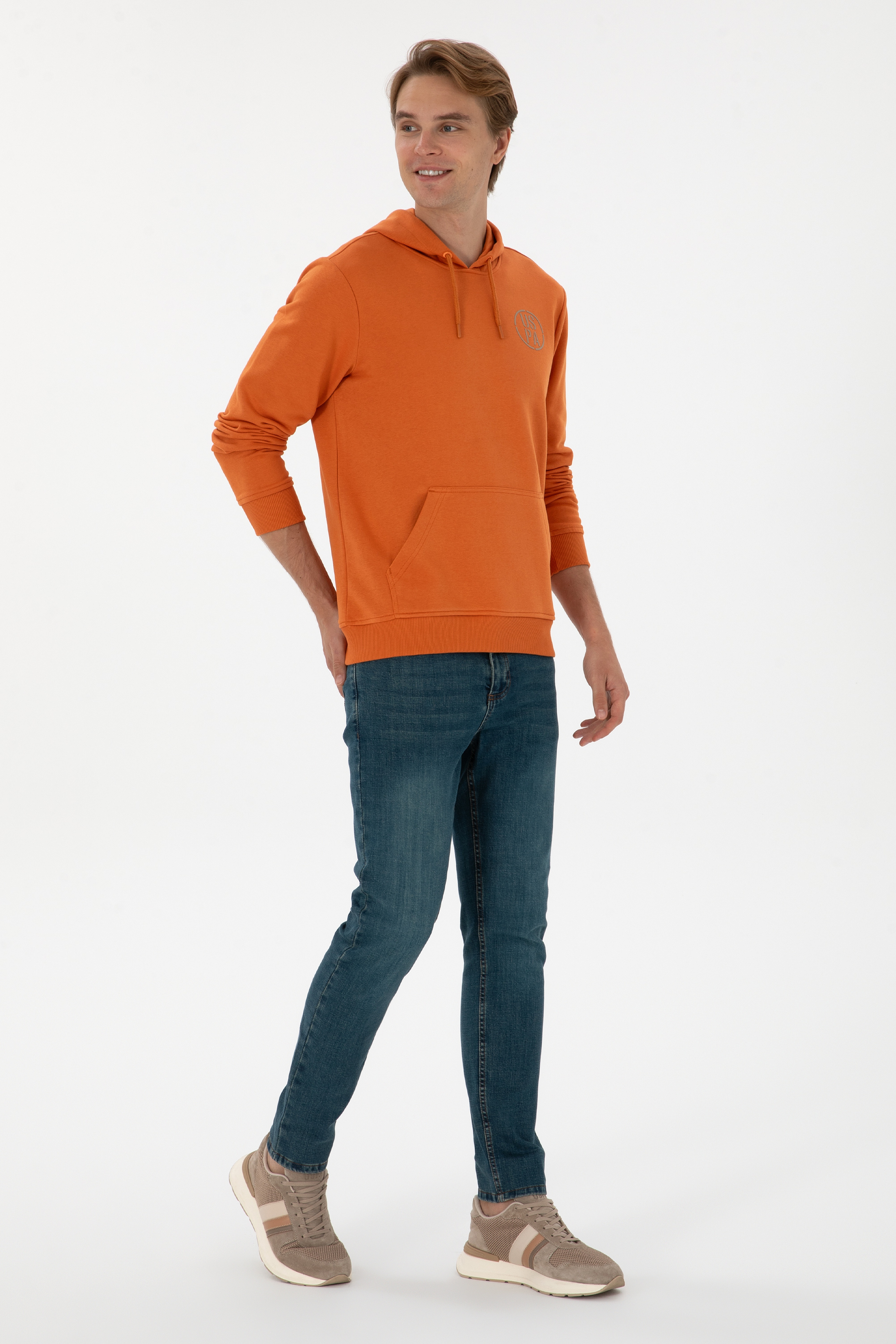 Erkek Regular Fit Kapüşonlu Bakır Sweatshirt - Image 4