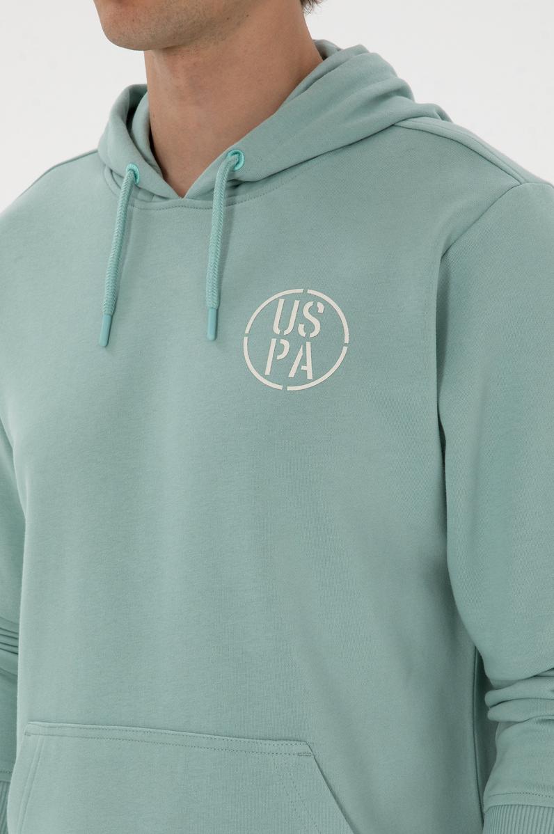 Erkek Regular Fit Kapüşonlu Mint Sweatshirt