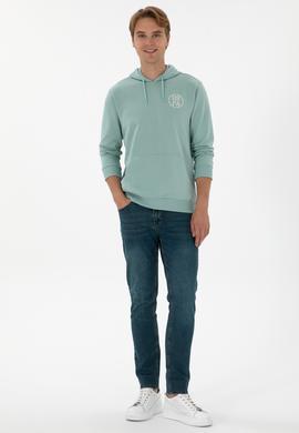 Erkek Regular Fit Kapüşonlu Mint Sweatshirt - 50313718107