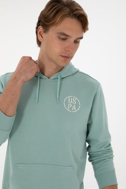 Erkek Regular Fit Kapüşonlu Mint Sweatshirt