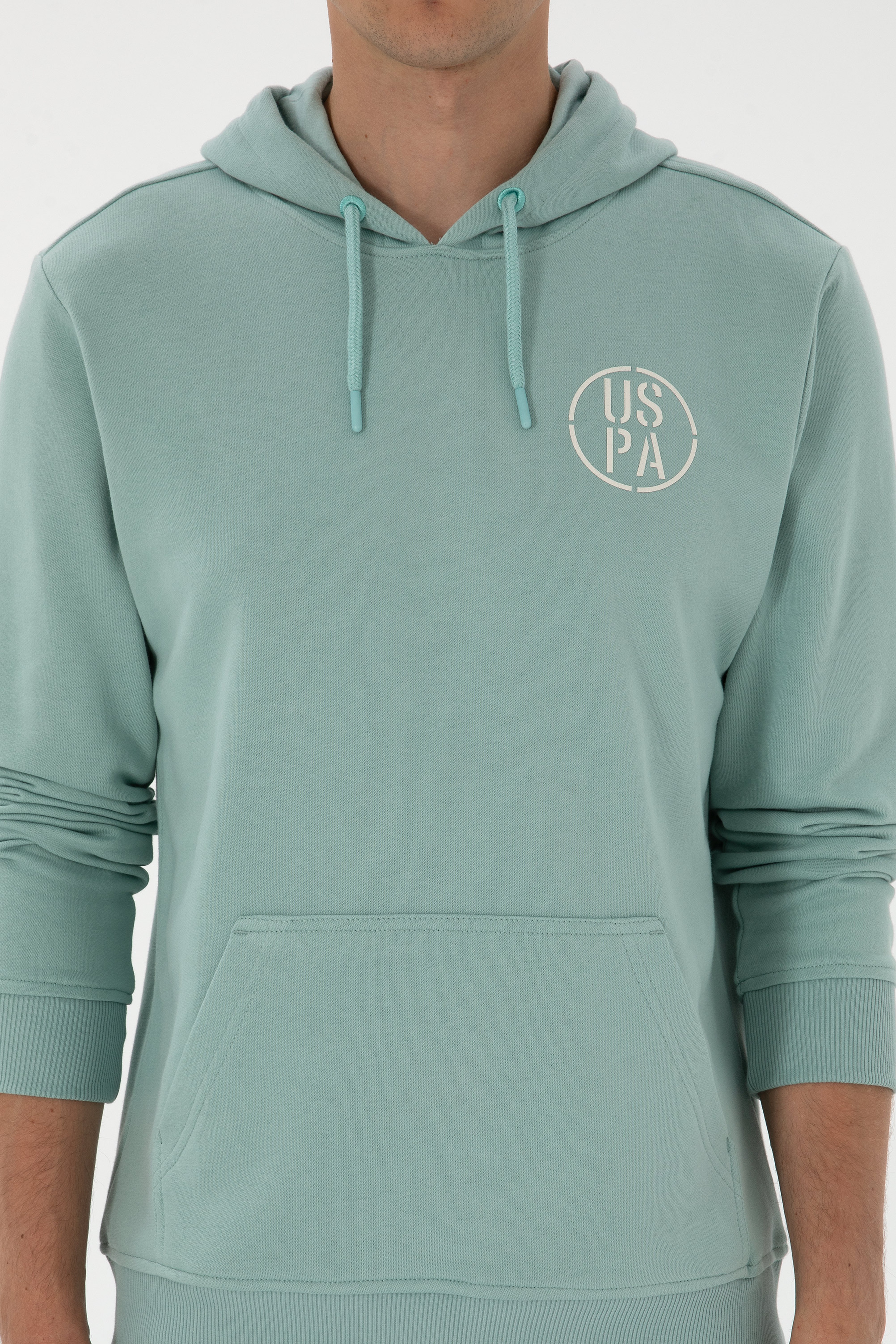 Erkek Regular Fit Kapüşonlu Mint Sweatshirt