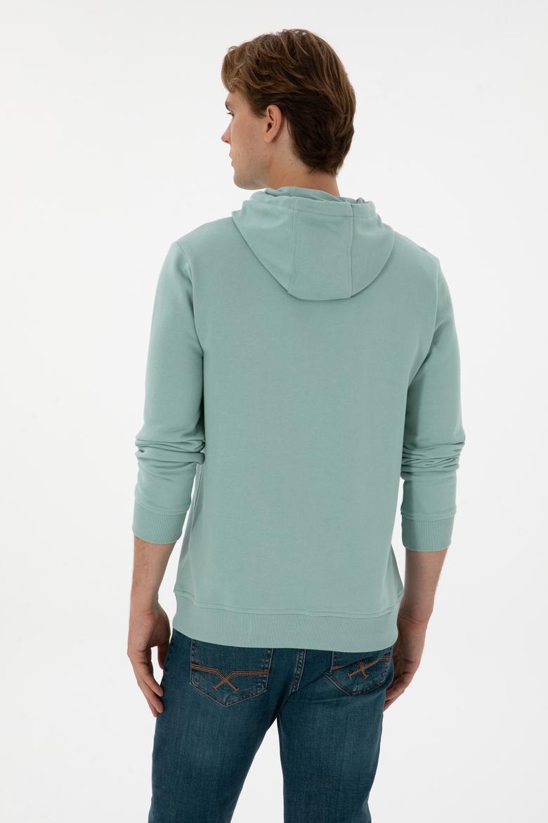 Erkek Regular Fit Kapüşonlu Mint Sweatshirt - 50313718107