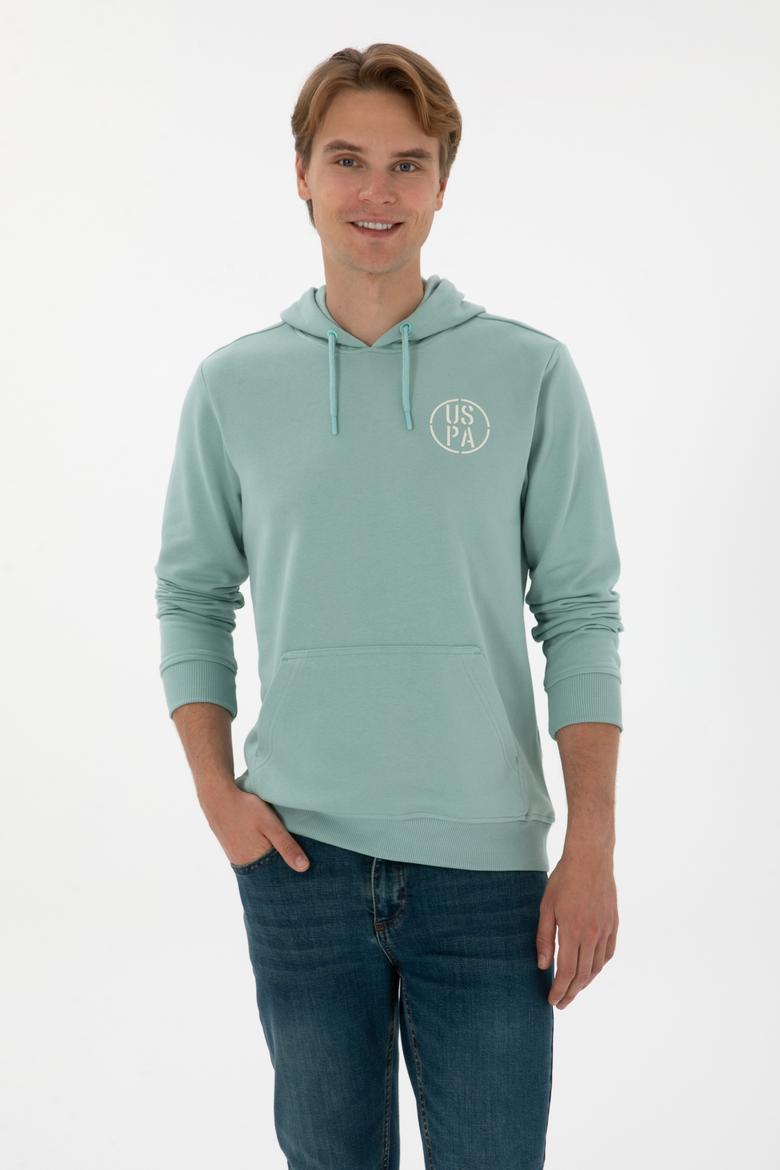 Erkek Regular Fit Kapüşonlu Mint Sweatshirt