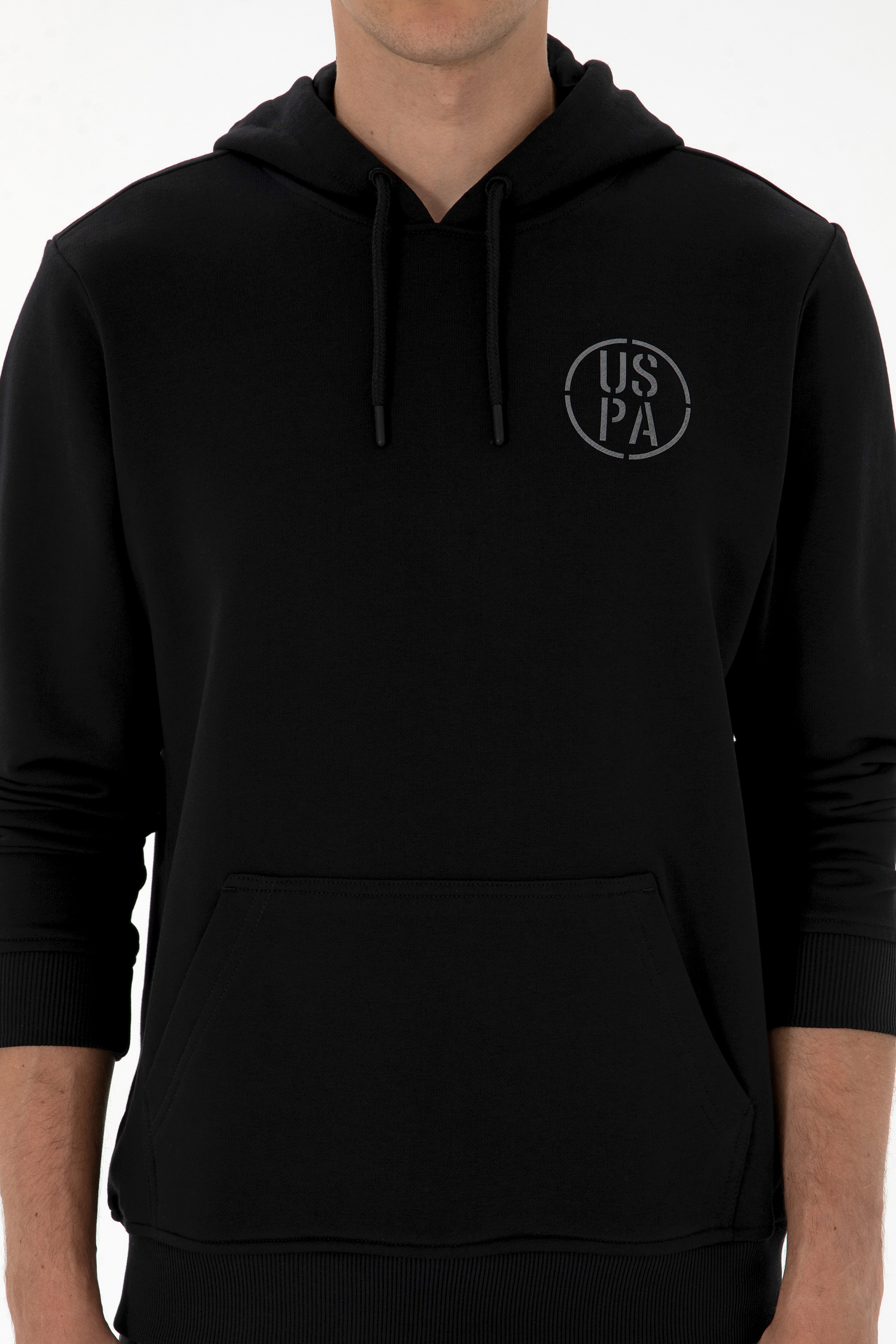 Erkek Regular Fit Kapüşonlu Siyah Sweatshirt
