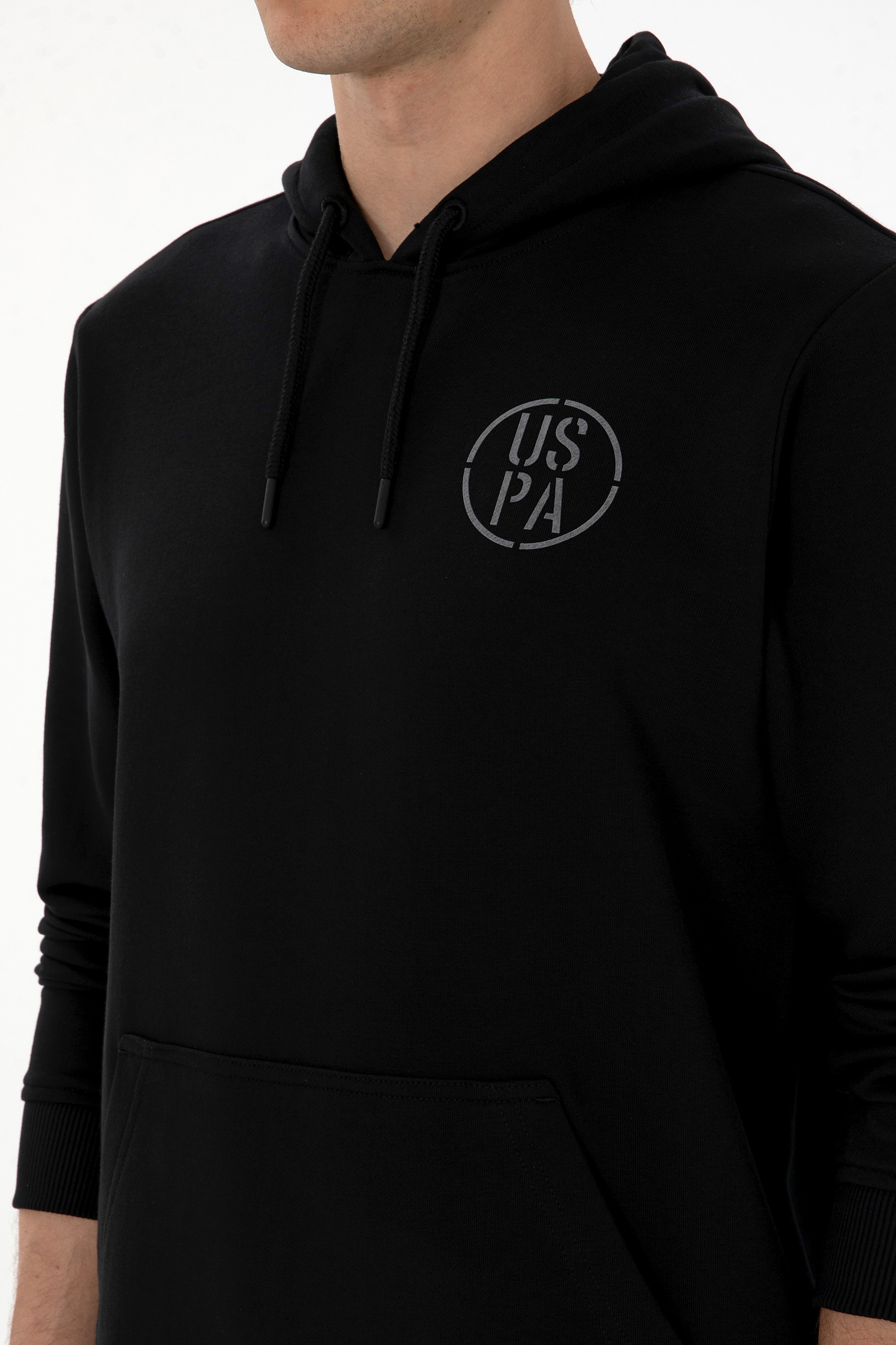Erkek Regular Fit Kapüşonlu Siyah Sweatshirt