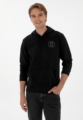 Erkek Regular Fit Kapüşonlu Siyah Sweatshirt - 50313718036