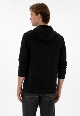 Erkek Regular Fit Kapüşonlu Siyah Sweatshirt - 50313718036