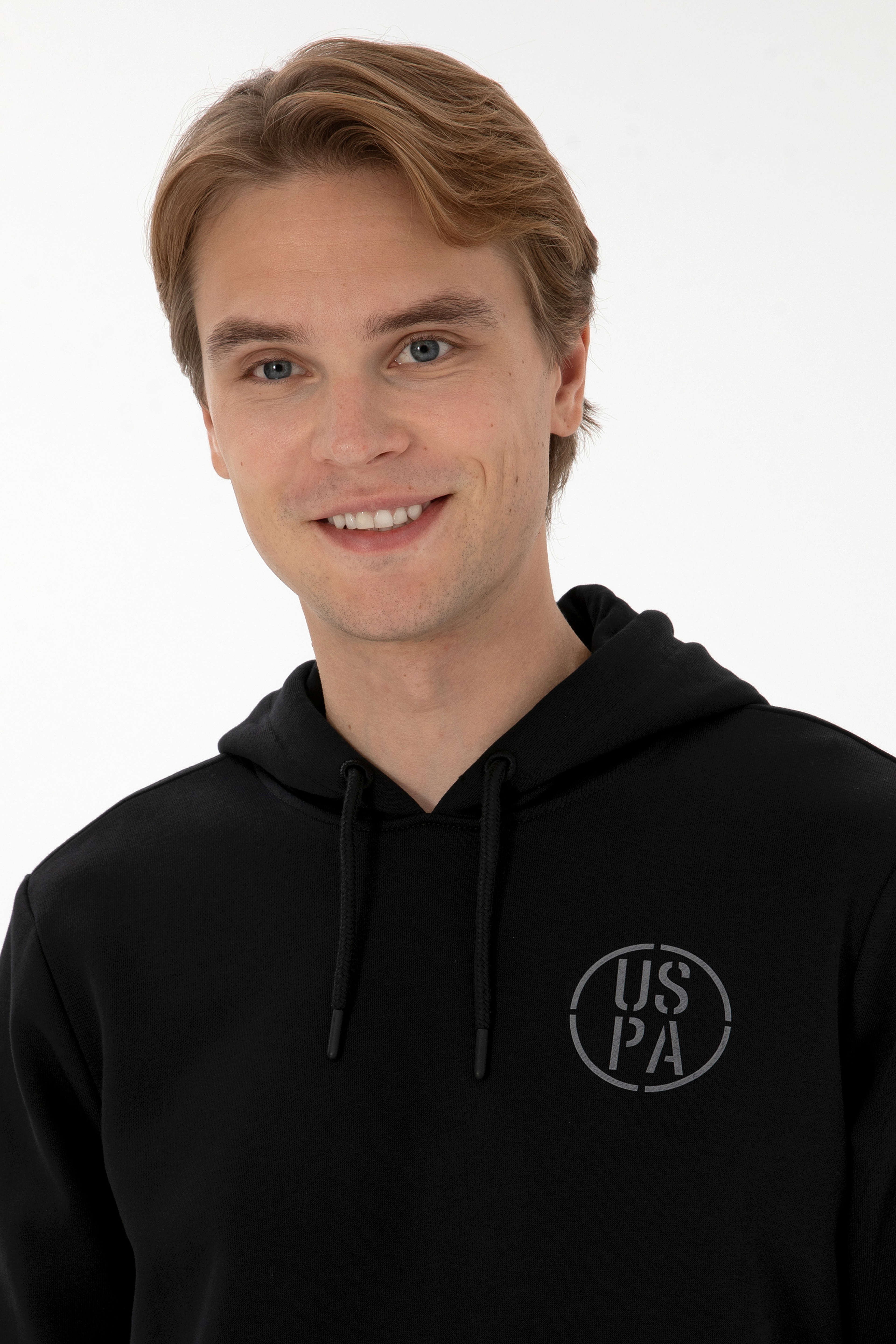 Erkek Regular Fit Kapüşonlu Siyah Sweatshirt