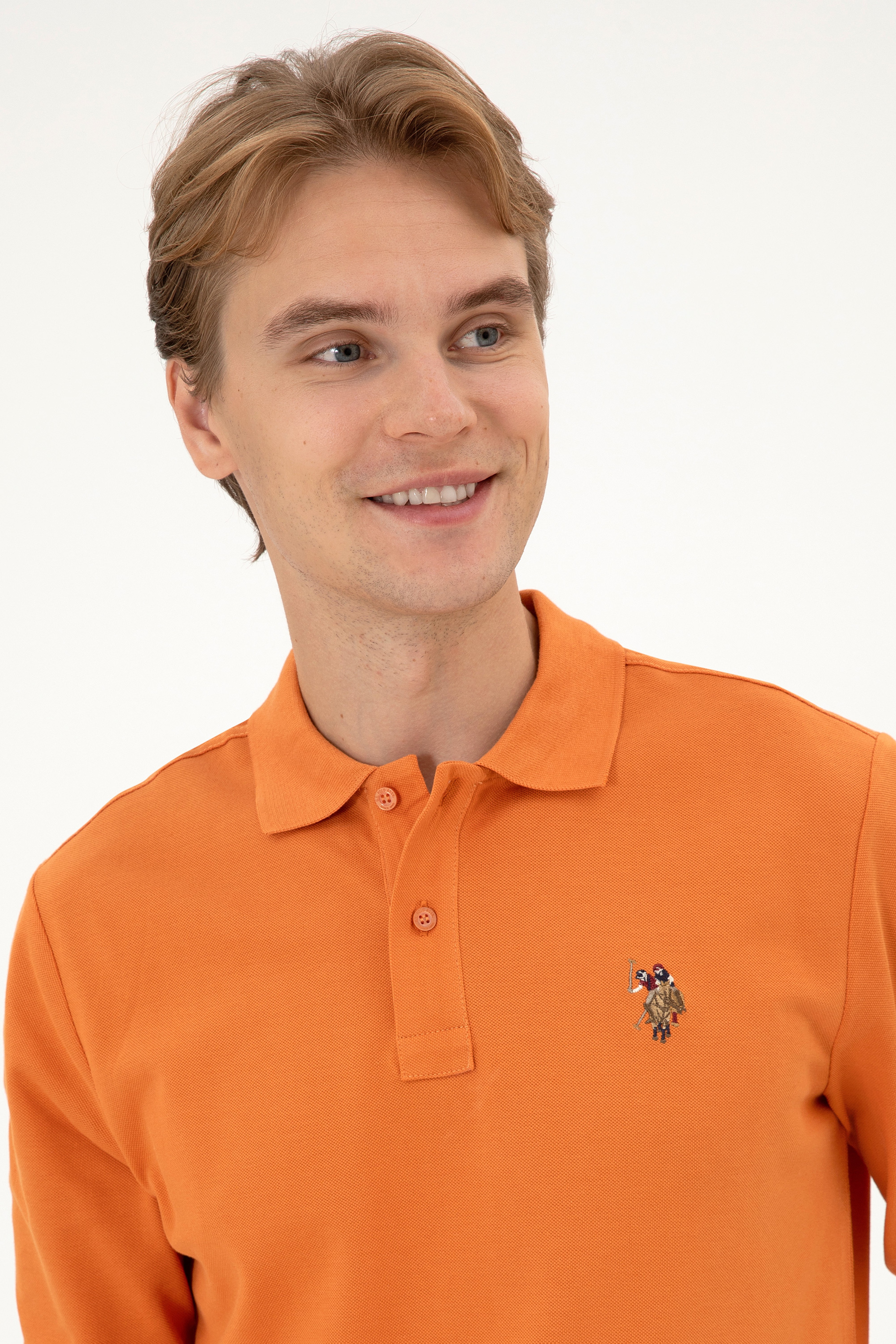 Erkek Regular Fit Polo Yaka Bakır Basic Sweatshirt - Image 2