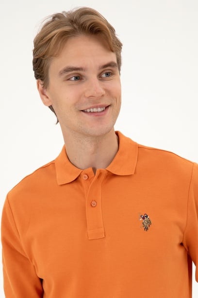Erkek Regular Fit Polo Yaka Bakır Basic Sweatshirt