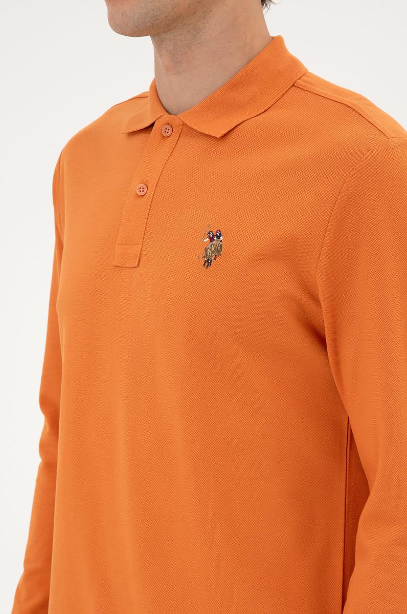 Erkek Regular Fit Polo Yaka Bakır Basic Sweatshirt