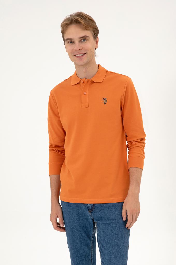 Erkek Regular Fit Polo Yaka Bakır Basic Sweatshirt