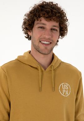 Erkek Regular Fit Kapüşonlu Hardal Sweatshirt - 50313718117