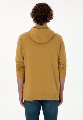 Erkek Regular Fit Kapüşonlu Hardal Sweatshirt - 50313718117
