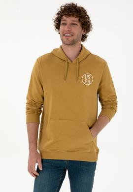 Erkek Regular Fit Kapüşonlu Hardal Sweatshirt - 50313718117
