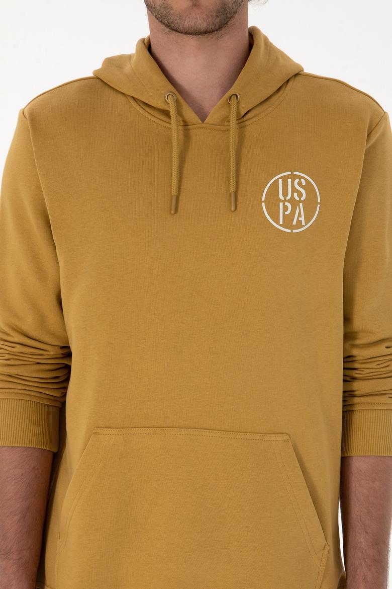 Erkek Regular Fit Kapüşonlu Hardal Sweatshirt - 50313718117