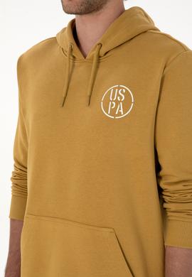 Erkek Regular Fit Kapüşonlu Hardal Sweatshirt - 50313718117