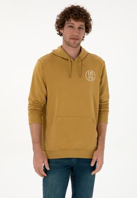 Erkek Regular Fit Kapüşonlu Hardal Sweatshirt - 50313718117