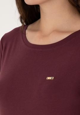 Kadın Bordo Slim Bisiklet Yaka Basic Sweatshırt - 50315419037