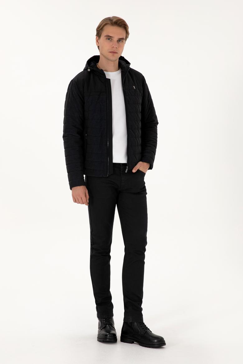 Erkek Lacivert Deri Ceket - 50317329006