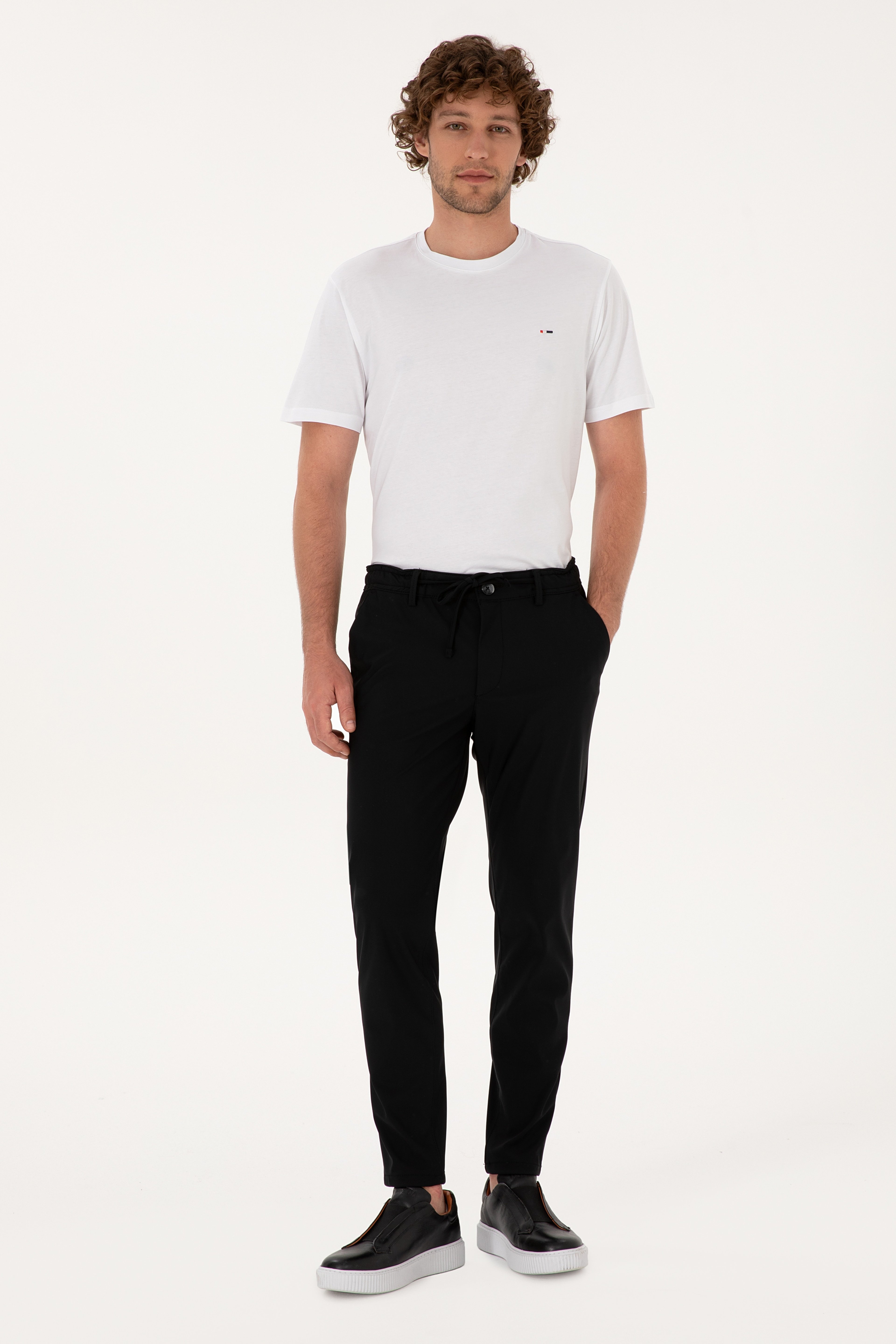 Erkek Body Fit Siyah Slim Kanvas / Chino Pantolon