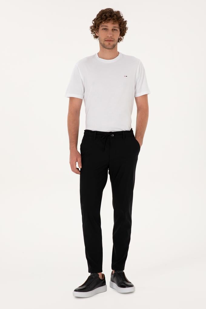 Erkek Siyah Slim Kanvas / Chino Pantolon