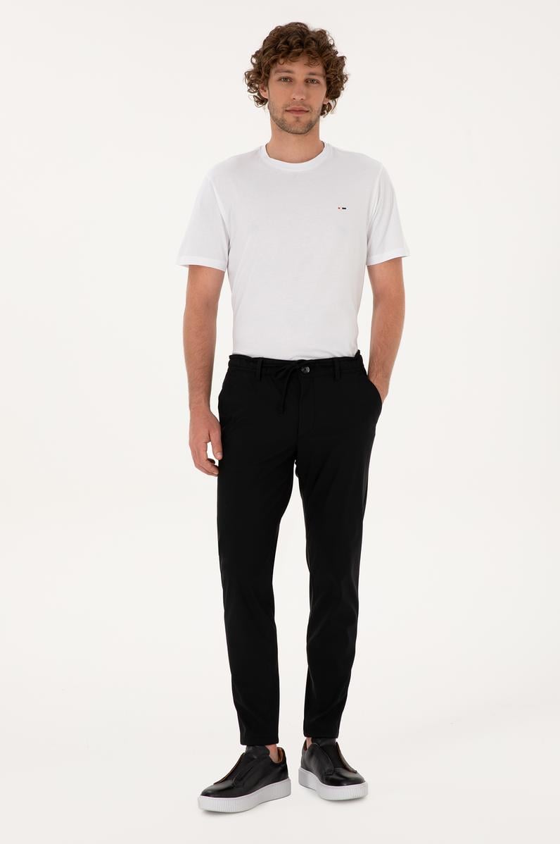 Erkek Siyah Slim Kanvas / Chino Pantolon