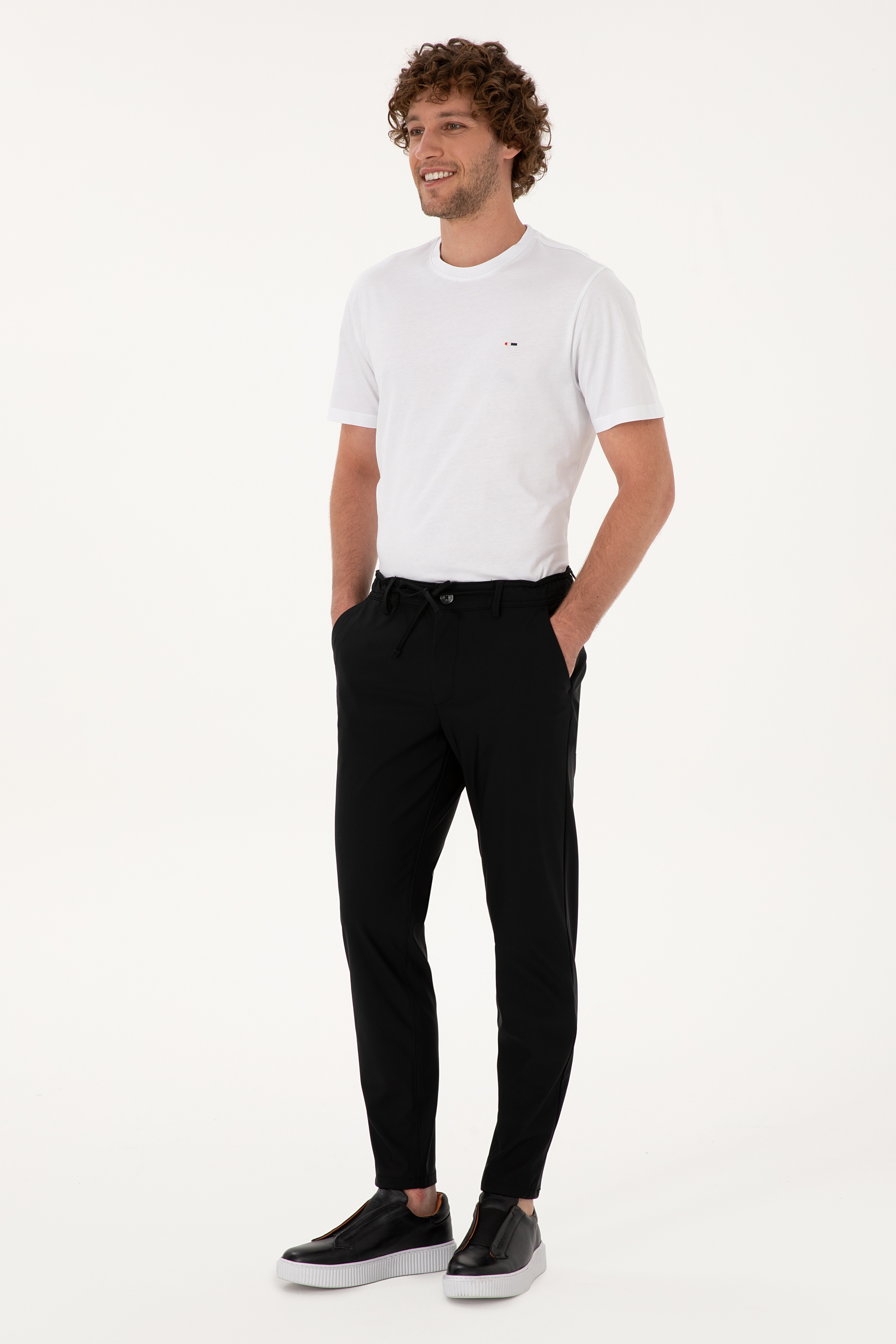 Erkek Body Fit Siyah Slim Kanvas / Chino Pantolon - Image 3