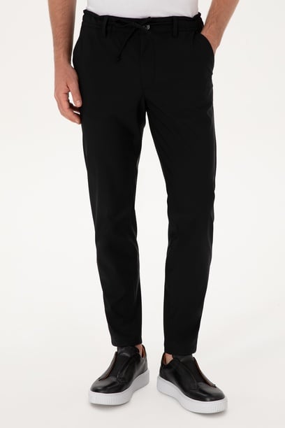 Erkek Body Fit Siyah Slim Kanvas / Chino Pantolon