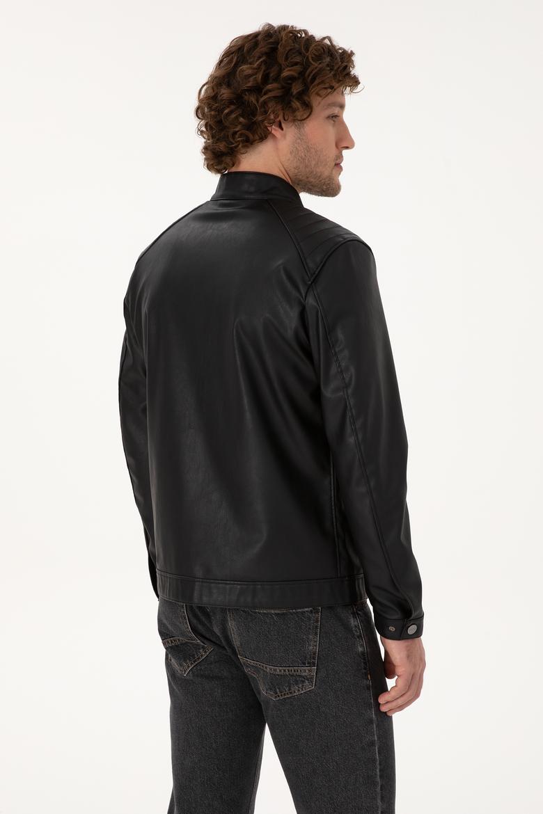 Erkek Siyah Deri Ceket - 50317300005
