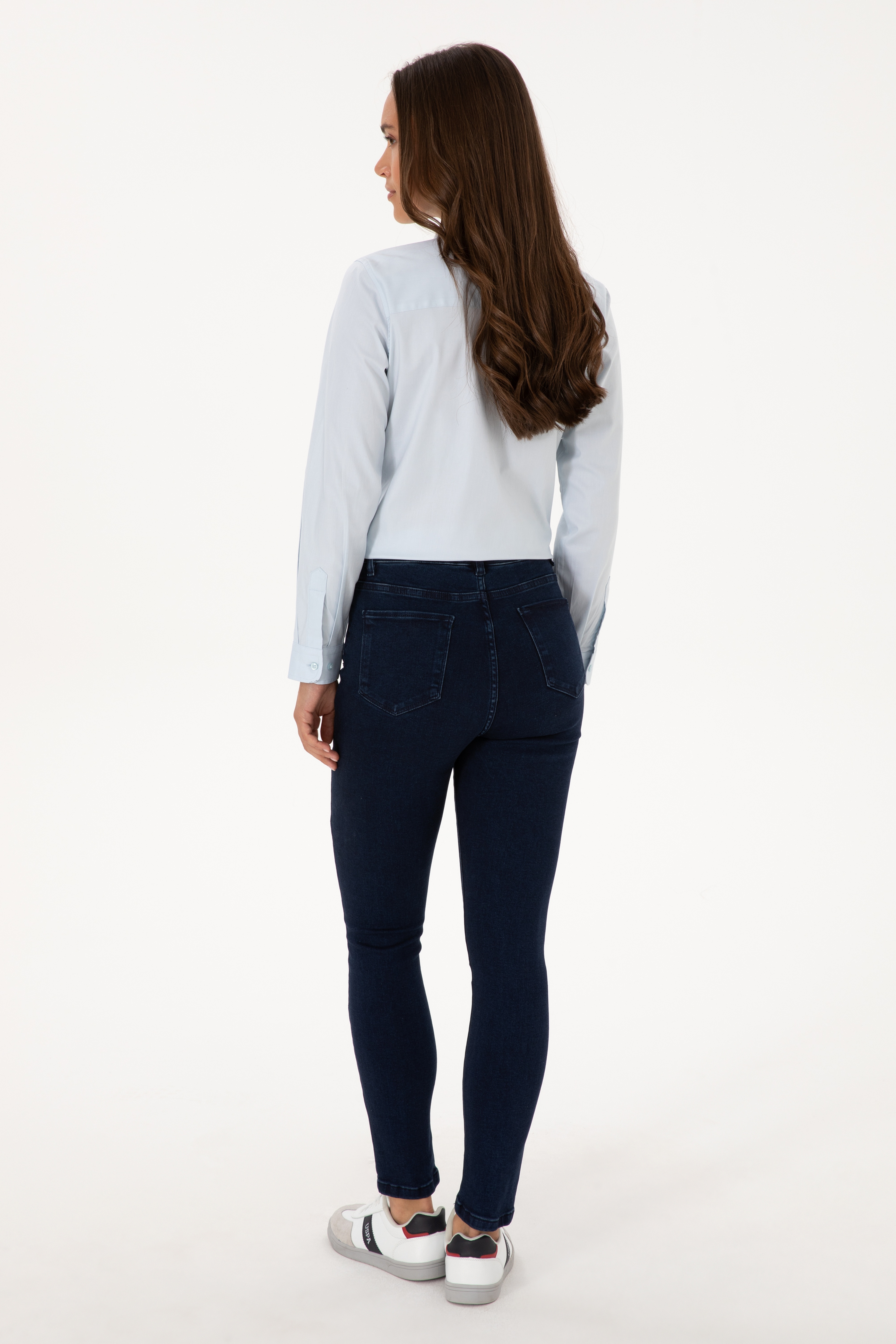 Kadın Koyu Mavi Skinny High Waist Fit Jean Pantolon