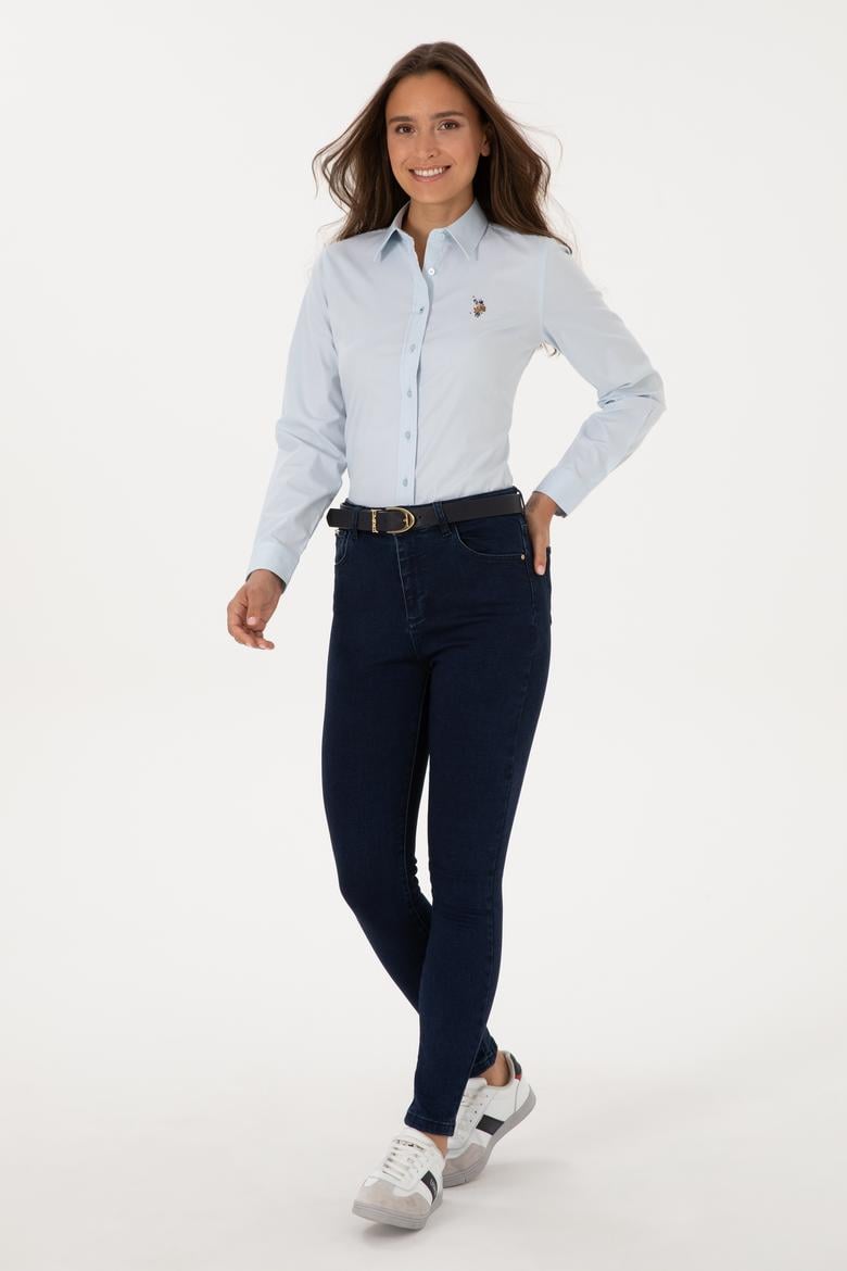 Kadın Koyu Mavi Skinny High Waist Fit Jean Pantolon