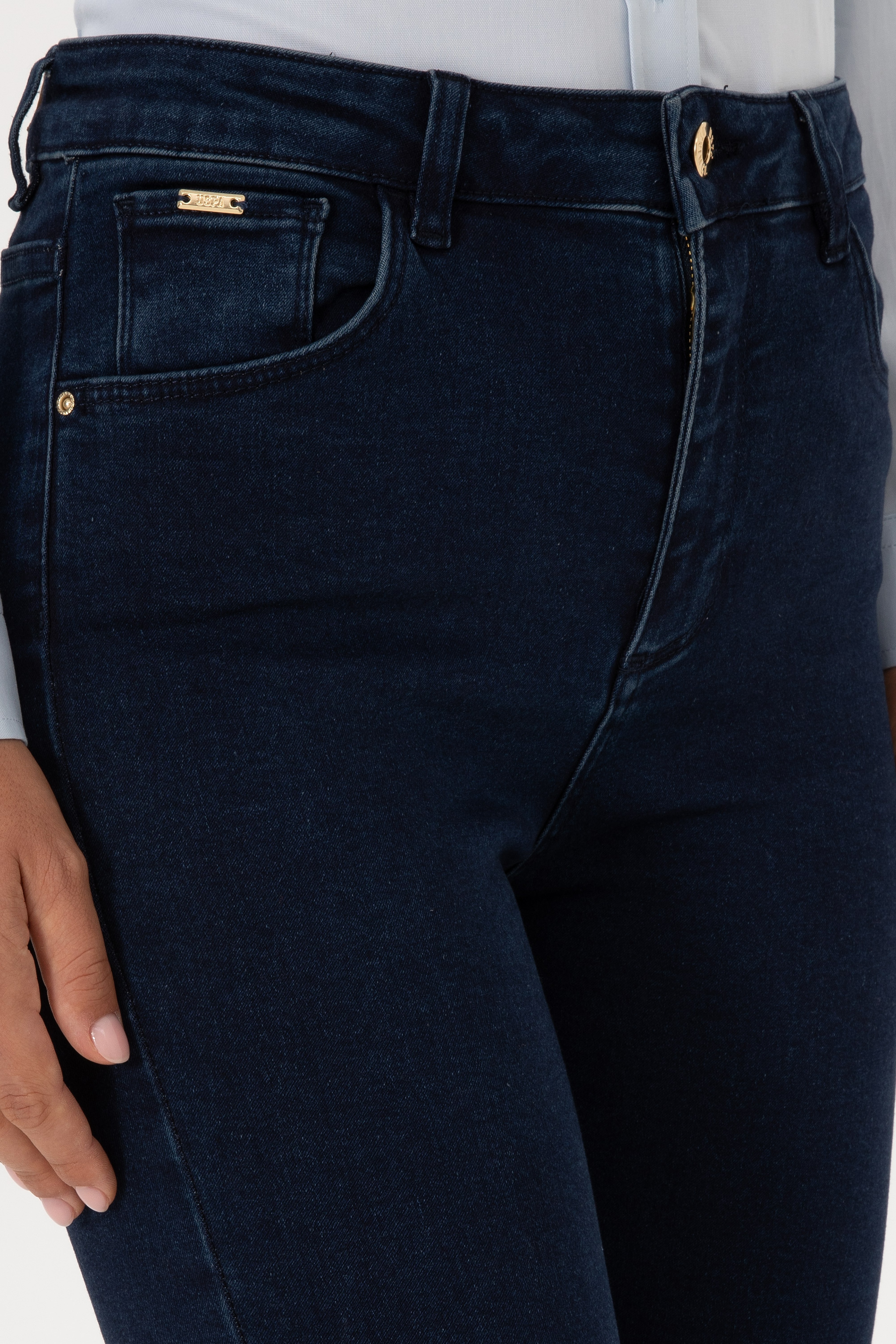Kadın Koyu Mavi Skinny High Waist Fit Jean Pantolon - Image 5