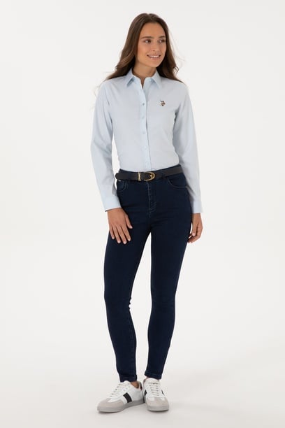 Kadın Koyu Mavi Skinny High Waist Fit Jean Pantolon