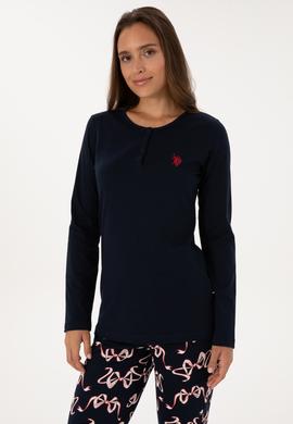 Kadın Lacivert Yılbaşı Temalı Pijama Takımı - 50318894008