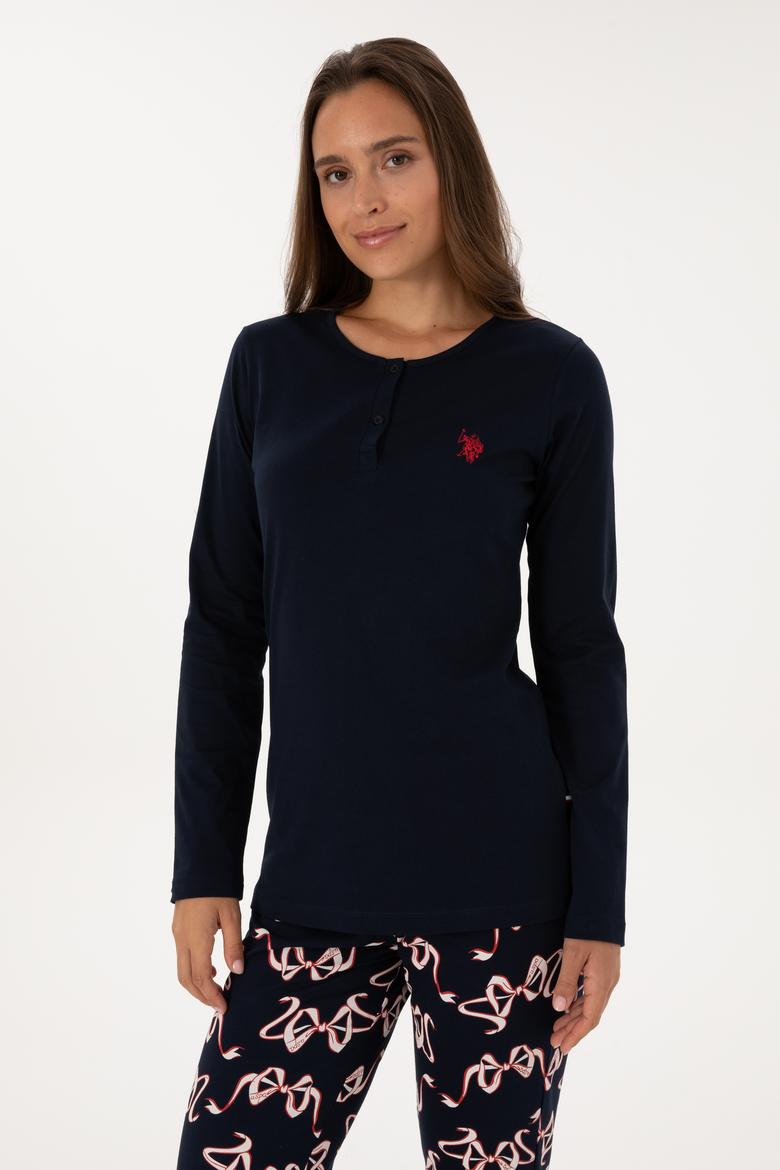 Kadın Lacivert Yılbaşı Temalı Pijama Takımı - 50318894008